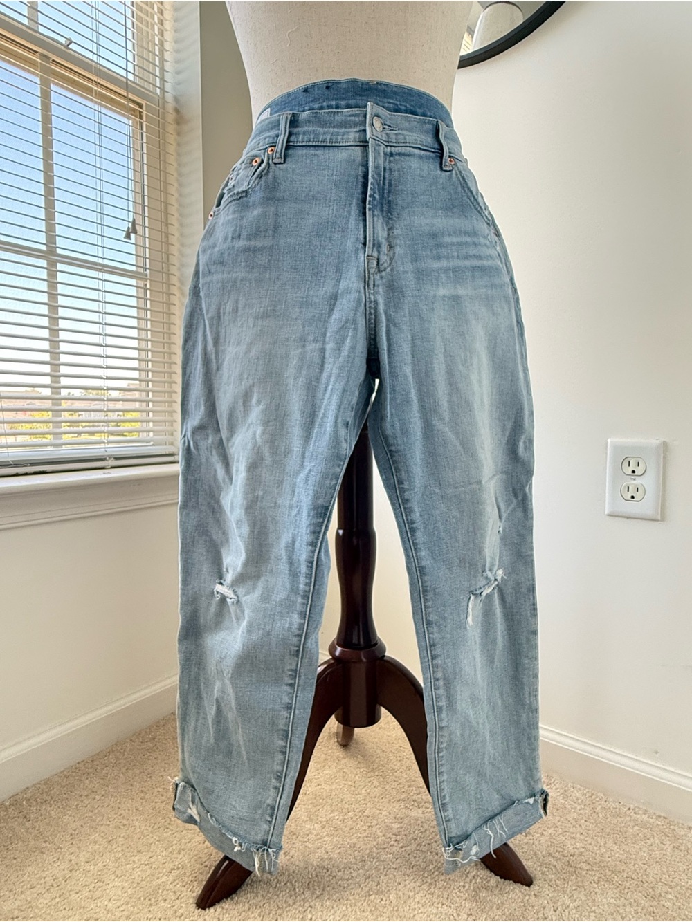 GAP Girlfriend Mid Rise Jeans in Light Blue Denim